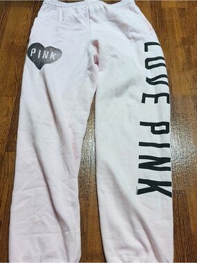 PINK Victoria's Secret Light Pink 'LOVE PINK' Logo Sweatpants